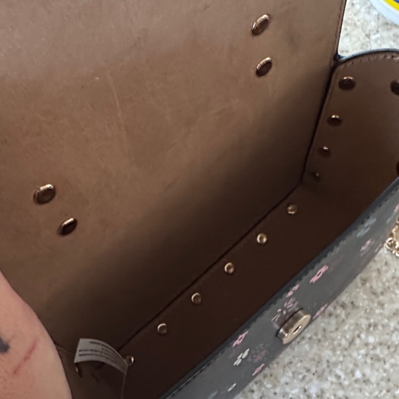 Floral Black Handbag with Gold Chain Vegan - Picture 4 of 7